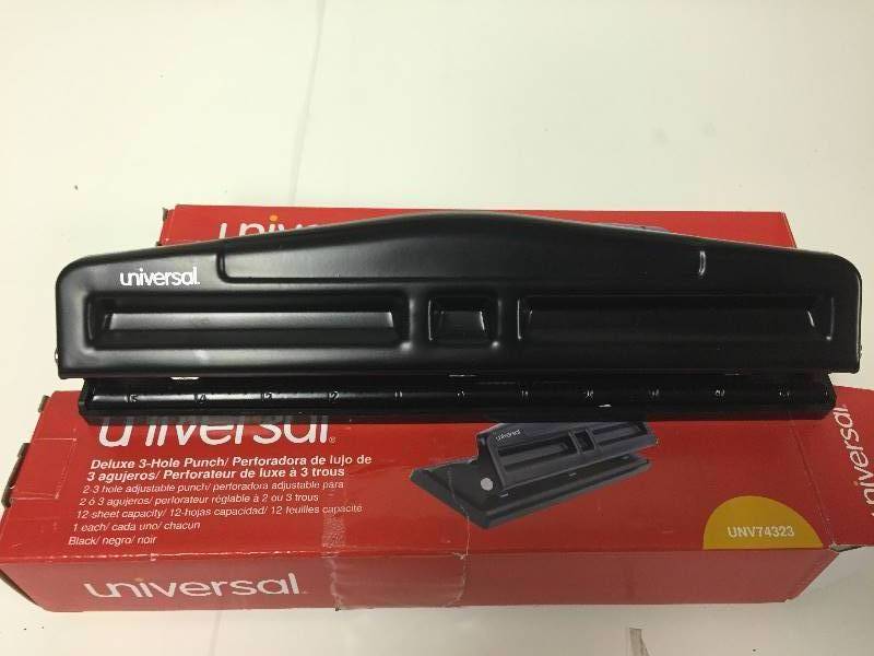 lot 44 image: Qty 2 Universal Deluxe 3-Hole Punches UNV74323