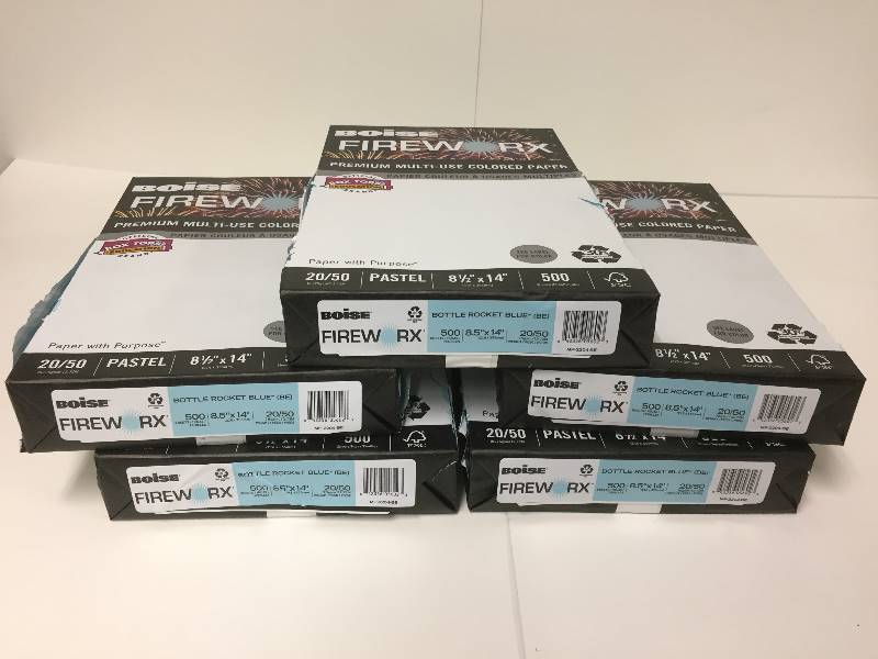 lot 50 image: 2500 Sheets of  BOISE Fireworx Premium Colored Paper - Bottle Rocket Blue