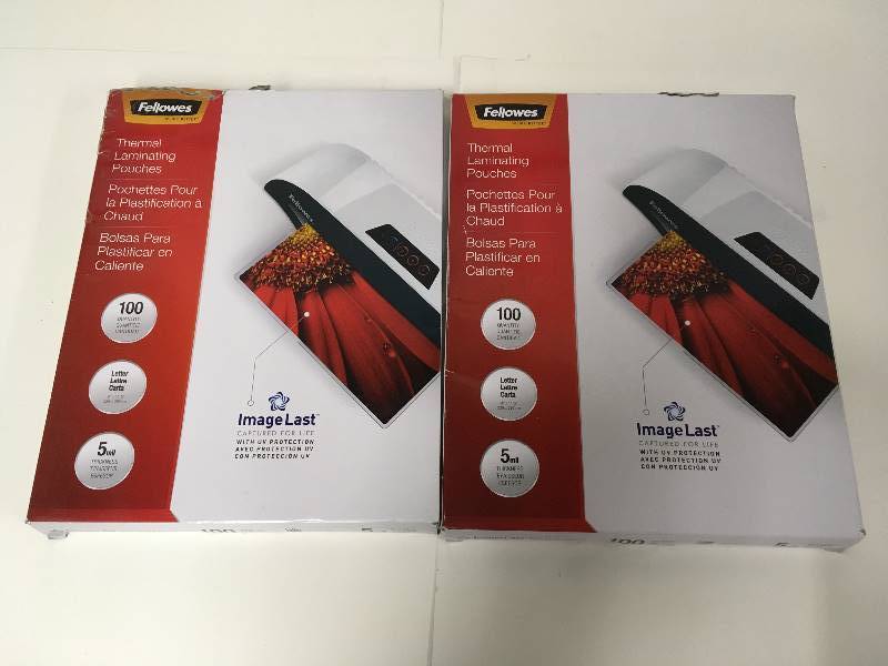 lot 65 image: 200 Fellowes Thermal Laminating Pouches 5Mil 9 x 11.5