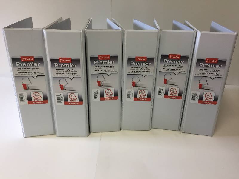 lot 74 image: 6 New Premier 3 3 Ring Binders - One-Touch