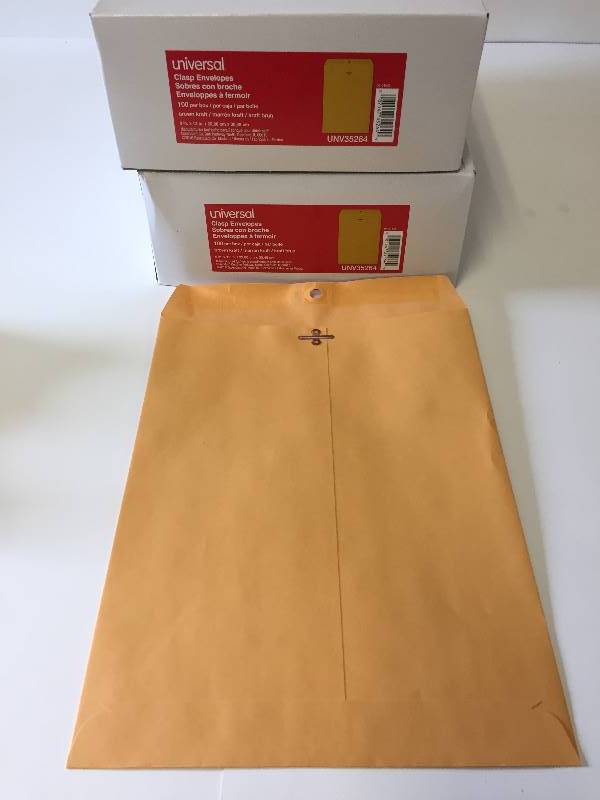 lot 83 image: 200 Universal Clasp Envelopes 9 x 12 UNV35264