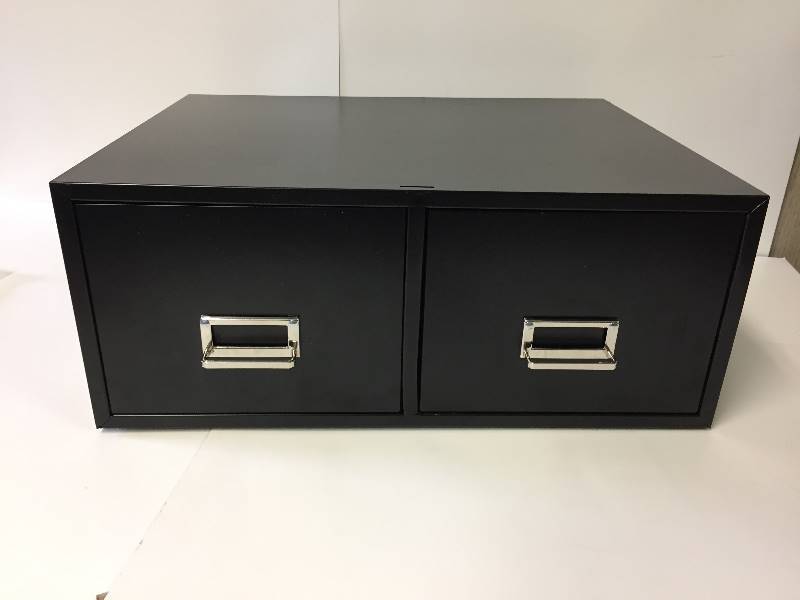 lot 103 image: Black Metal 2 Drawer Cabinet by MMF