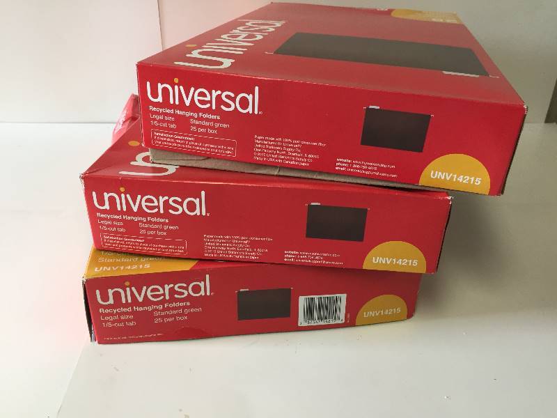 lot 164 image: Qty 75 Universal Legal Size Hanging Folders UNV14215