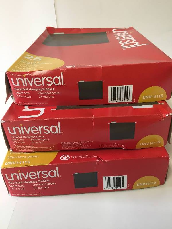 lot 129 image: 75 UNIVERSAL Letter Size Hanging Folders UNV14115