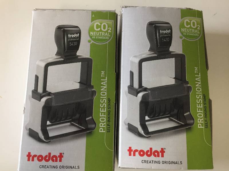 lot 162 image: Qty 2 TRODAT Professional Self-Inking Stamp #130928 T5444