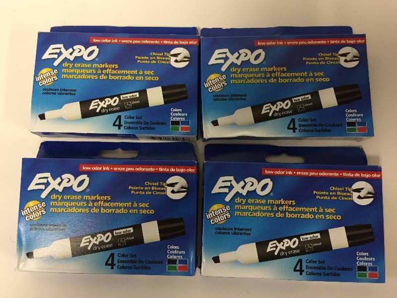 lot 134 image: EXPO Dry Erase Intense Color Markers - 4 Sets of 4  16 Markers