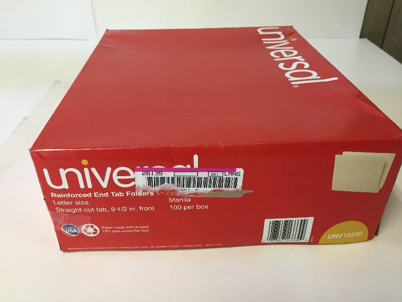 lot 170 image: Universal Reinforced End Tab Folder Letter Size 100