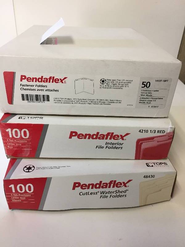 lot 8 image: Pendaflex Fastener Folders, 3 Tab Position Interior Folders, 3 Tab Position Manila Folders