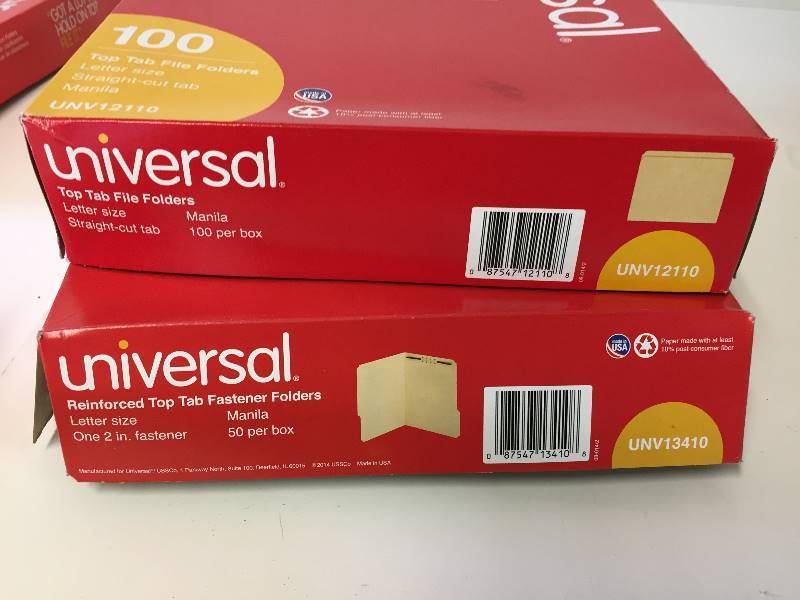 lot 158 image: Universal Top Tab Fastener Folders & Top Tab File Folders