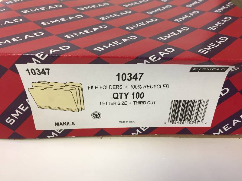 lot 176 image: SMEAD #10347 qty 100 File Folders