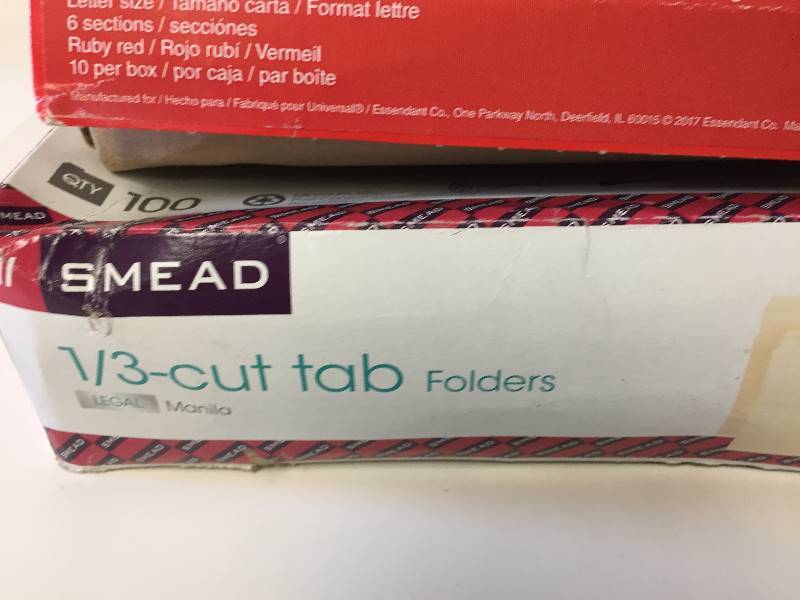 lot 177 image: Universal Letter End Tab Classification Folders & SMEAD 13 Legal Cut tab Folders