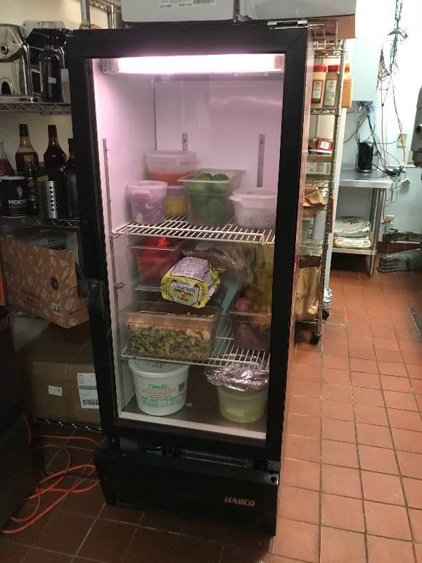 lot 45 image: Glass 1 Door Refrigerator on Wheels, Runs Cools