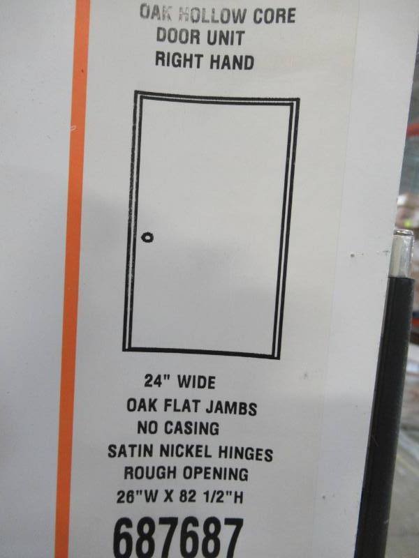 lot 37 image: ReliaBilt Prehung Hollow Core Flush Oak Interior Door RH Inswing (Common 24-in x 80-in), 687687