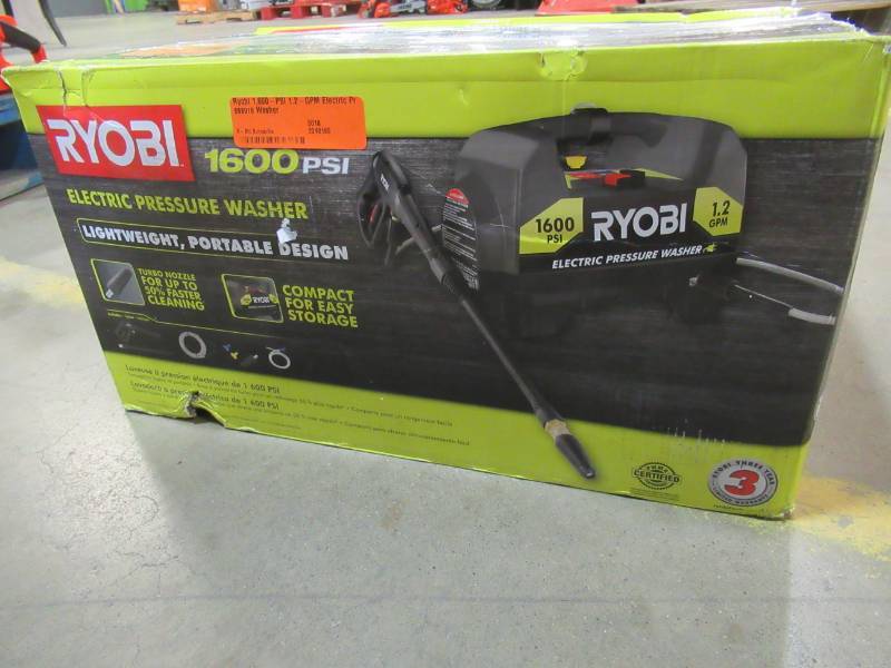 lot 17 image: Ryobi 1,600-PSI 1.2-GPM Electric Pressure Washer, RY141512