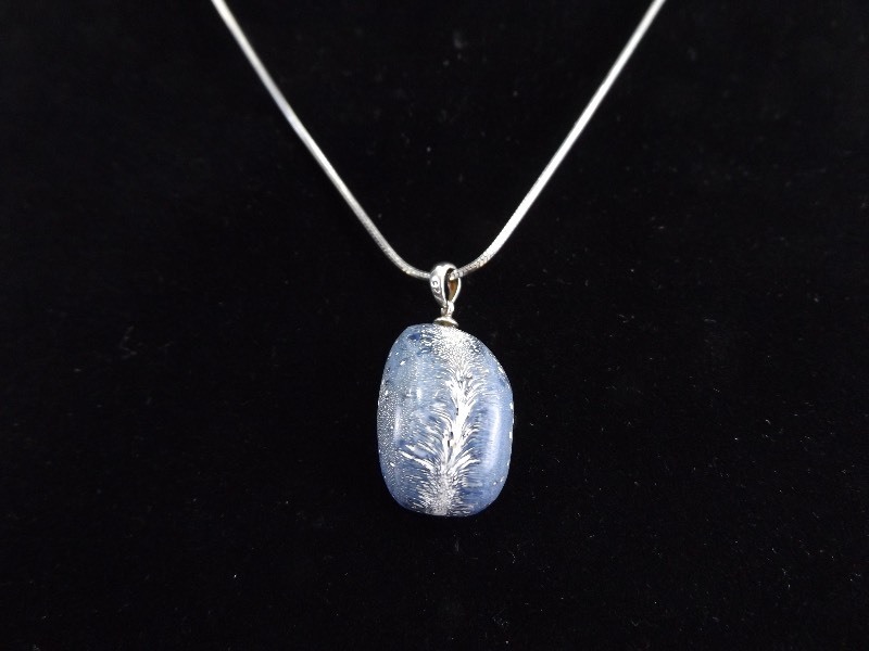 lot 62 image: .925 Sterling Silver RARE Blue Coral Pendant and Necklace