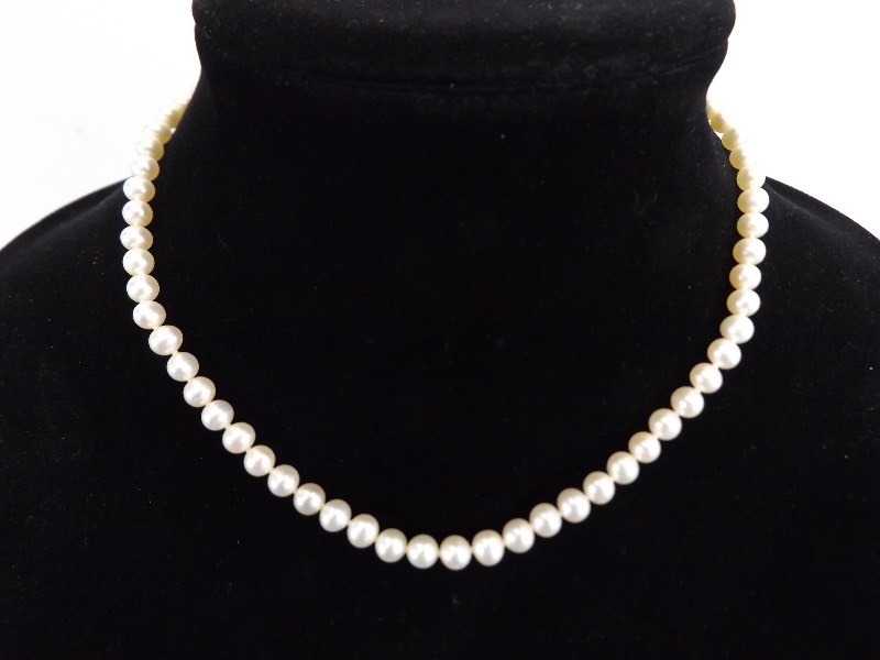 lot 65 image: .925 Sterling Silver 16 Cultured Pearl Necklace