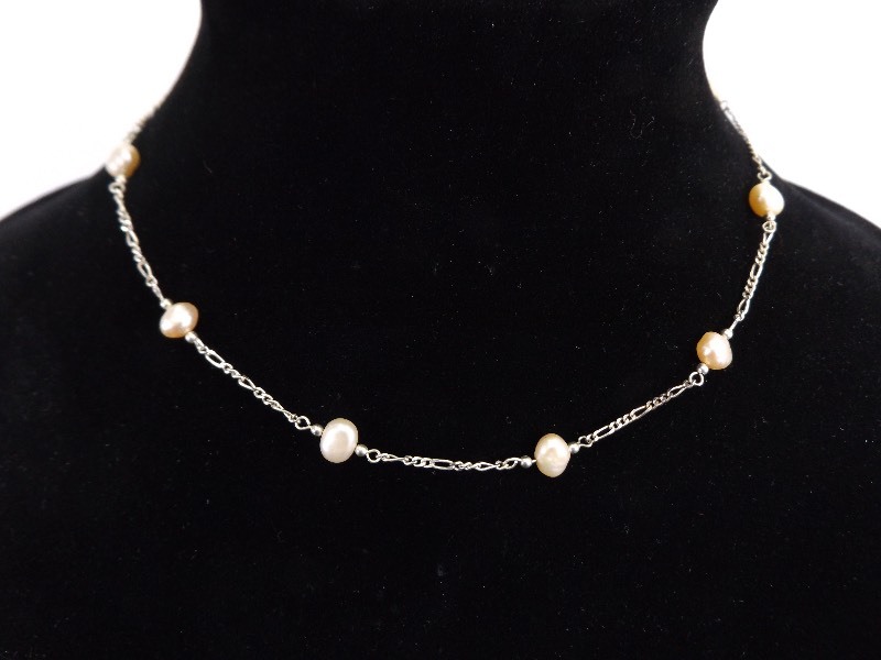 lot 66 image: .925 Sterling Silver Pink Baroque Pearl 16 Necklace