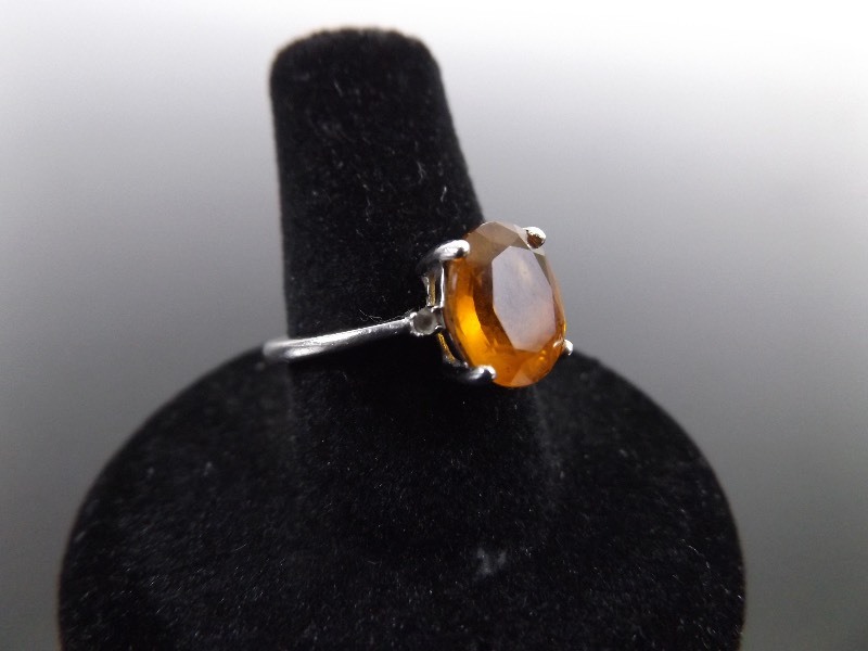 lot 91 image: .925 Sterling Silver Faceted Spessartite Garnet Ring&nbspSz 6.75