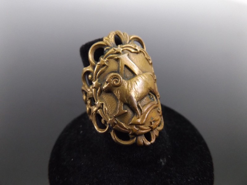 lot 103 image: Antique Brass Comfort Fit Adjustable Aries Statement Ring