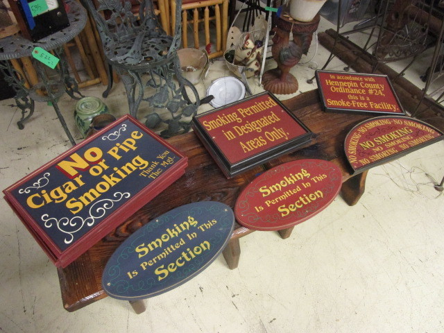 lot 544 image: WOODEN NO SMOKING SIGNS