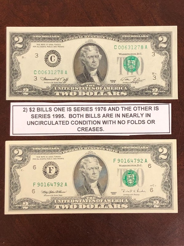 (1) 1976 & (1) 1995 $2 Bills