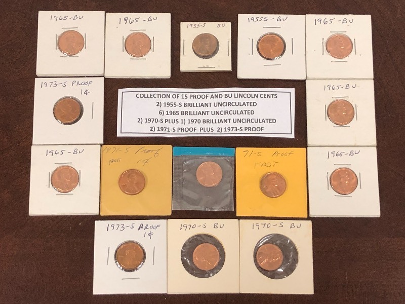(15) Proof & BU Lincoln Cents