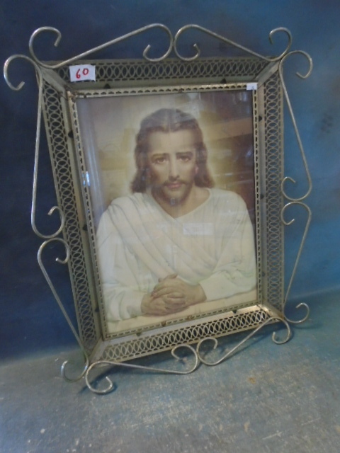 Picture of Jesus in Metal Frame