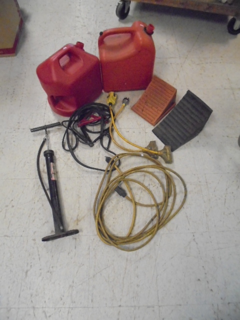 Gas Cans and Assorted Car Care Parts