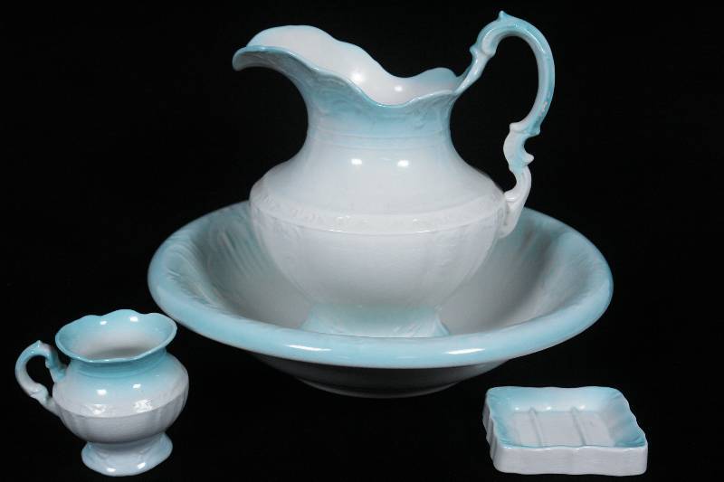 Wash Bowl & Pitcher with Soap Dish & Small Cup