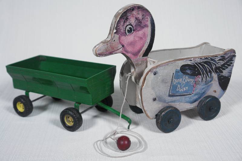 Vintage Ding Dong Ducky and Ertl John Deere Wagon