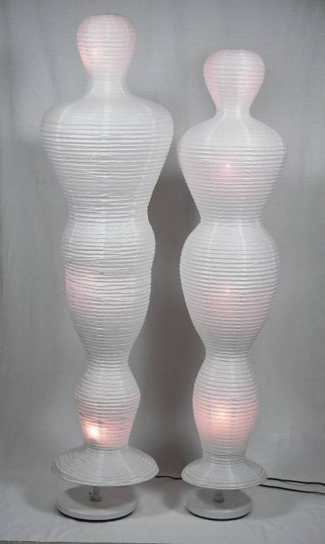 Two Floor Lamps with Paper Shades