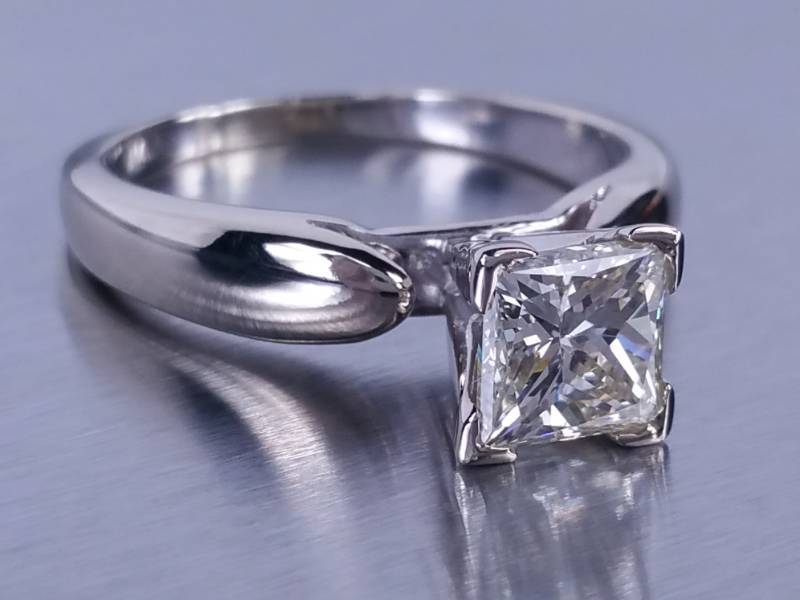 1.22 Princess Diamond Solitaire Ring in 14k White Gold
