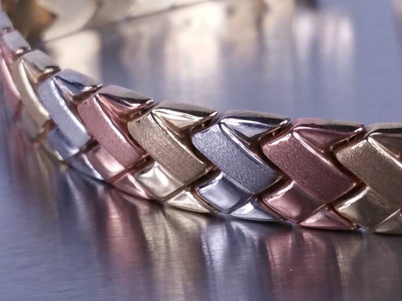 Tri-Color 10k Gold Braided Bracelet