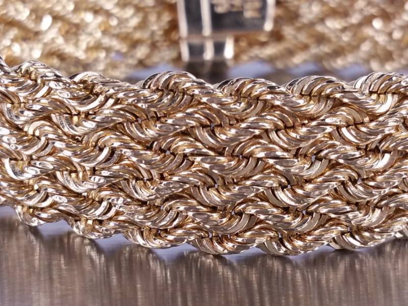 14k Mesh Yellow Gold Bracelet signed BBB