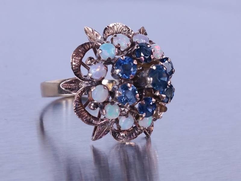 Custom Opal Estate Ring in 18K Gold
