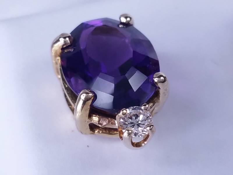 Gorgeous Natural Amethyst & Diamond Earring in 14K