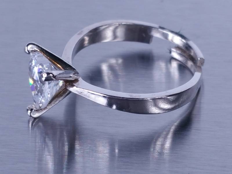 Beautiful Heart White Sapphire Ring in Adjustable Sterling Silver