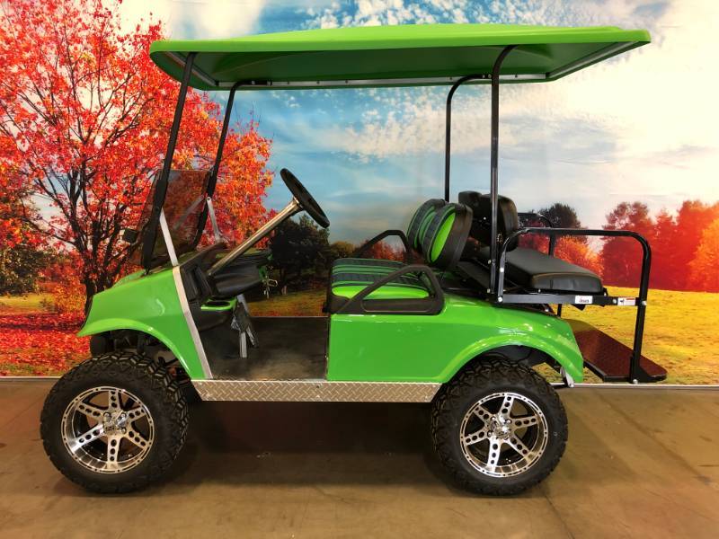 Custom Lifted 4 Passenger Club Car Lime Spartan Elite Golf Cart