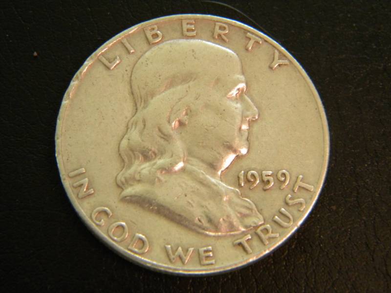 1959 D Franklin Silver Half Dollar