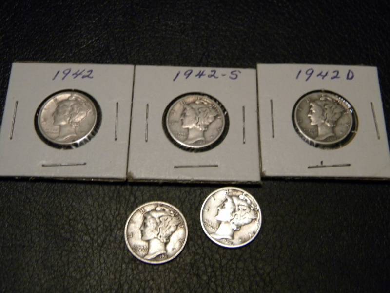 5 Mercury Silver Dimes