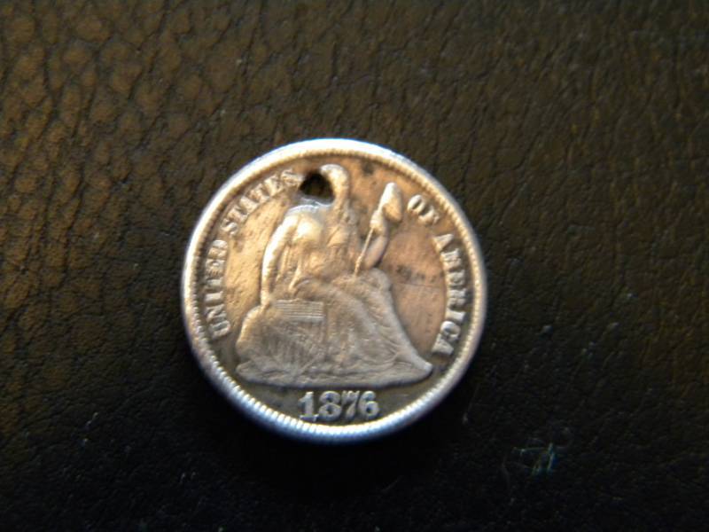 1876 CC Seated Liberty Silver Dime (Holed)