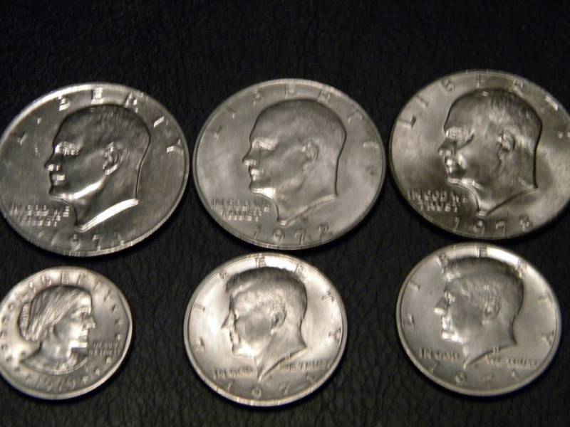 3 Eisenhower,1 Susan B. Anthony Dollars & 2 Kennedy Half Dollars