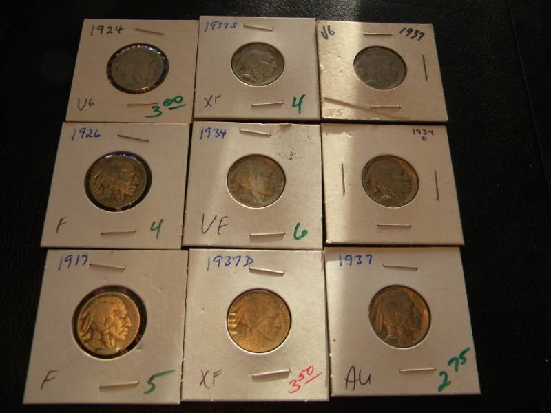 9 Buffalo Nickels