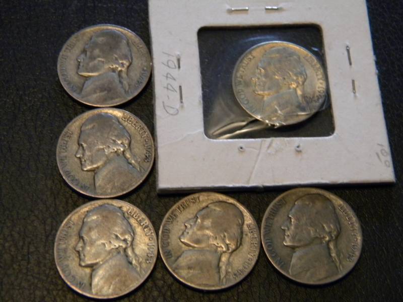 6 World War II 35% Silver Nickels