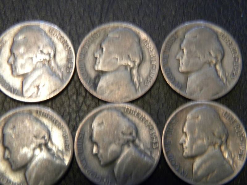 6 World War II 35% Silver Nickels