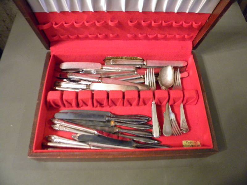 Wood Box of Flatware
