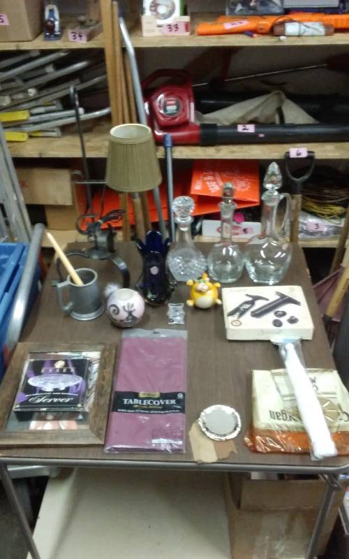 lot 16 image: Crystal Decanters, Lamp, Wine Bottle Opener Set, HH Misc