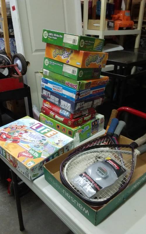 lot 21 image: Lot Of Board Games, Tennis Rackets