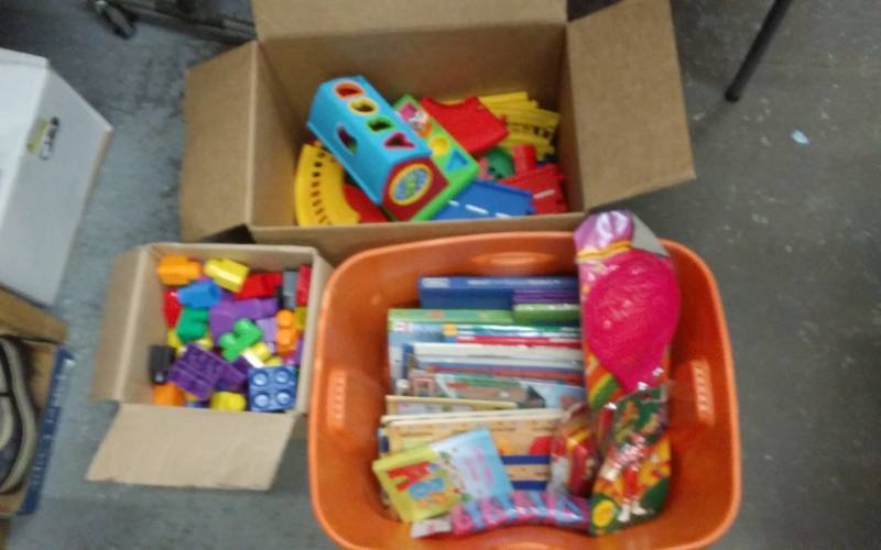 lot 22 image: Lot Of Childrens Books, Blocks, Play House Misc