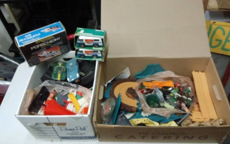 lot 55 image: Assorted Car Tracks, Model Parts, 2-Vintage Slot Cars